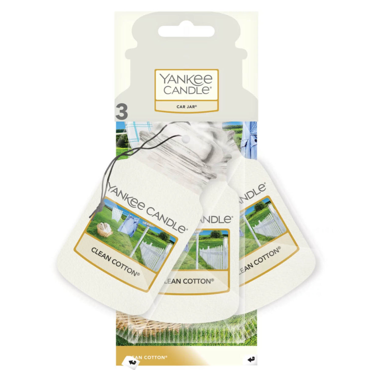 Yankee Candle Clean Cotton Car Jar Air Fresheners (Pack of 3)
