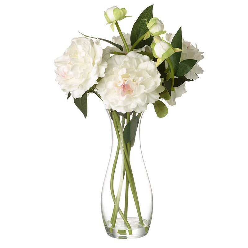 Heaven Sends 44cm White Peony Stems in Vase