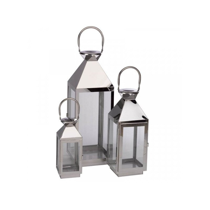 Outside In Stockholm Stainless Steel Lantern - Set of 3