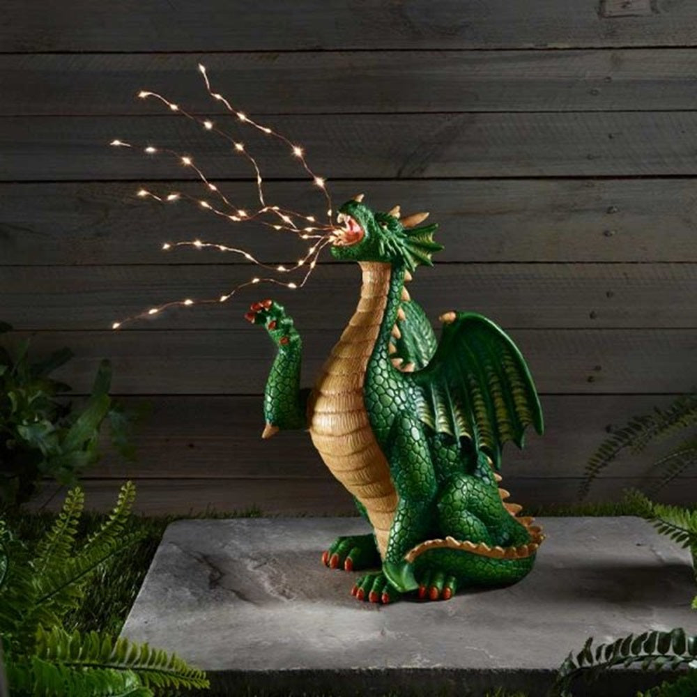 Smart Solar 31cm Drago Breath Light up Garden Ornament