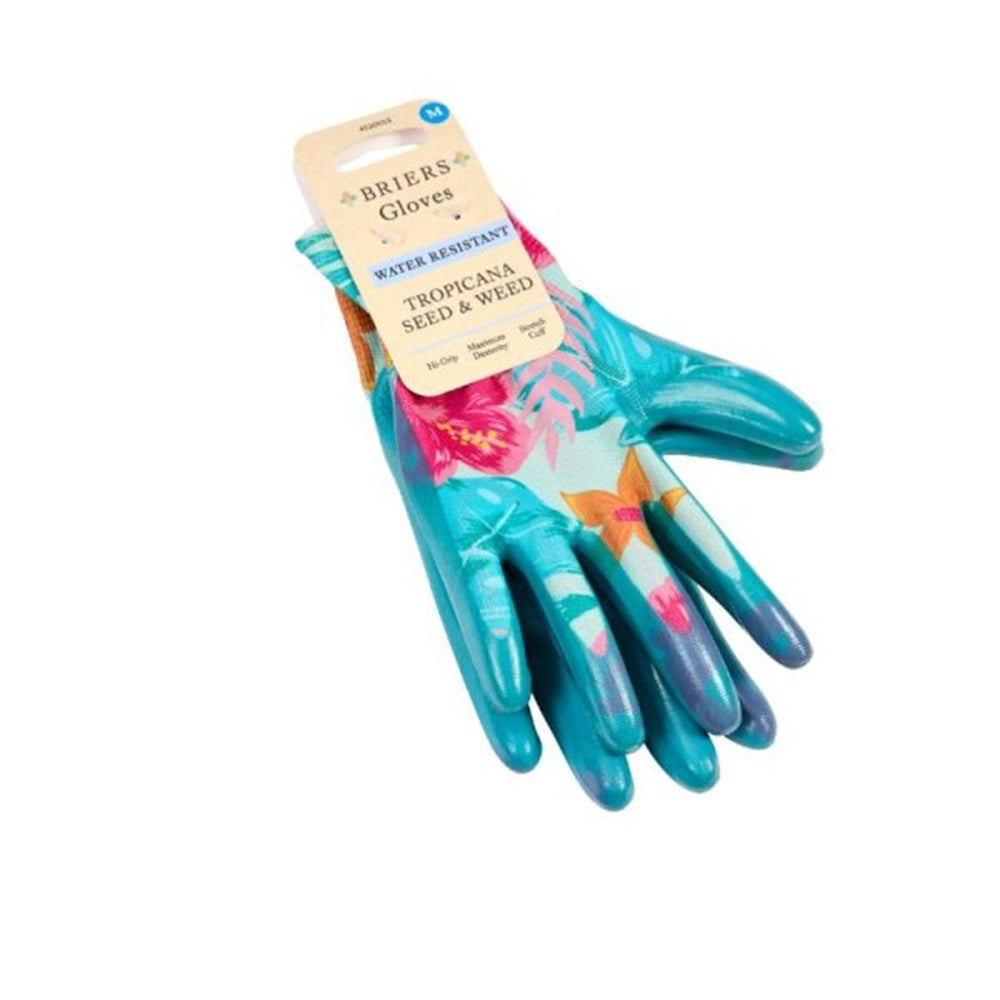 Briers Tropicana Pattern Seed & Weed Gardening Gloves Medium Strech Fit