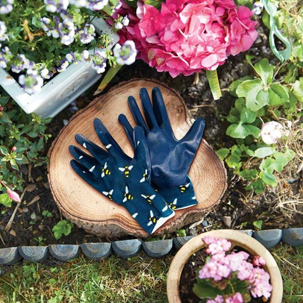 Briers Bee Pattern Seed & Weed Gardening Gloves Medium Strech Fit