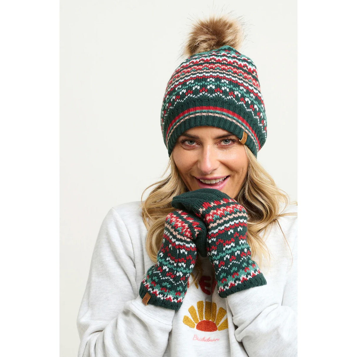 Brakeburn One Size Green Fair Isle Knitted Hat