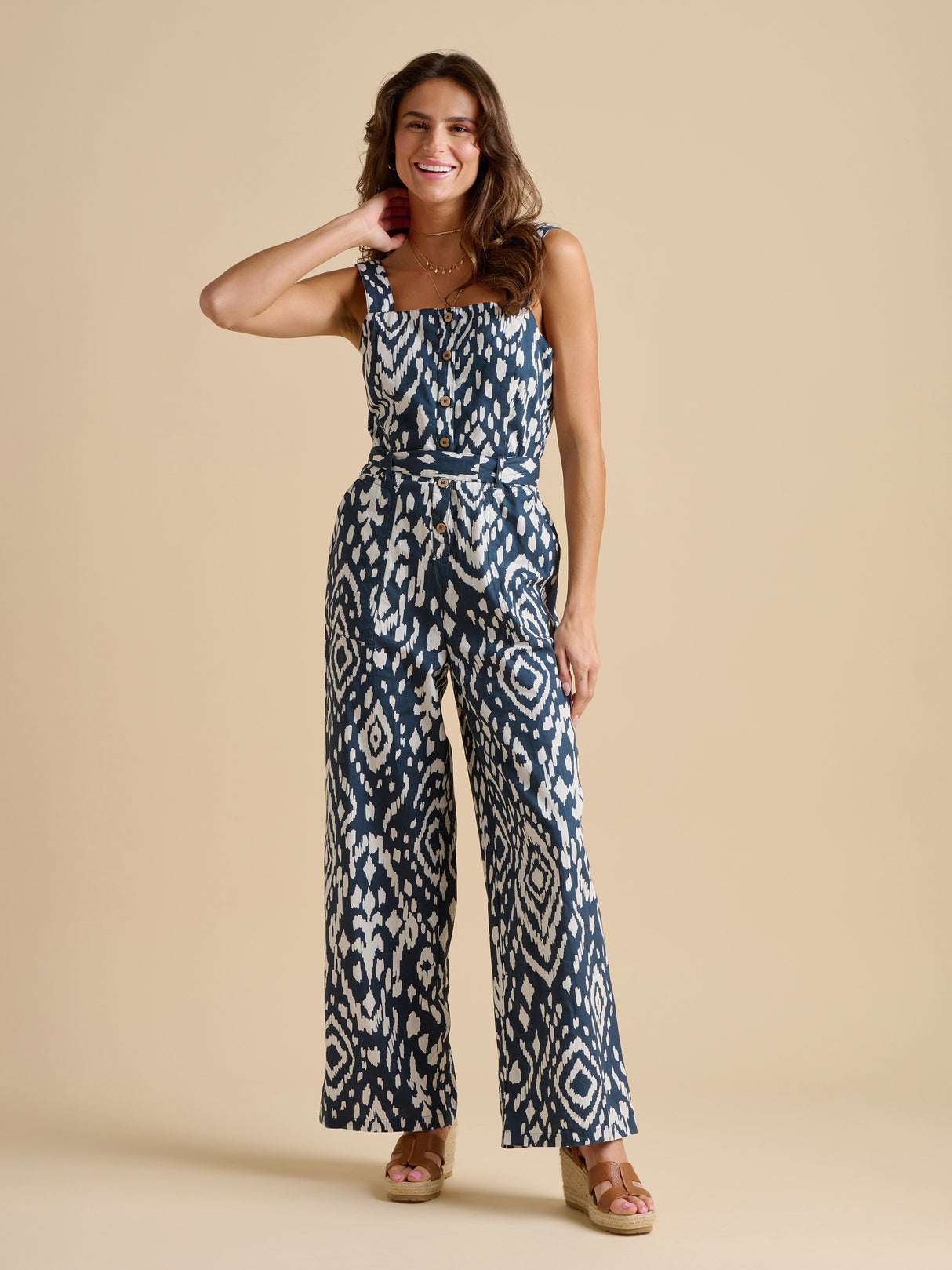 Brakeburn 20 Navy Ikat Jumpsuit