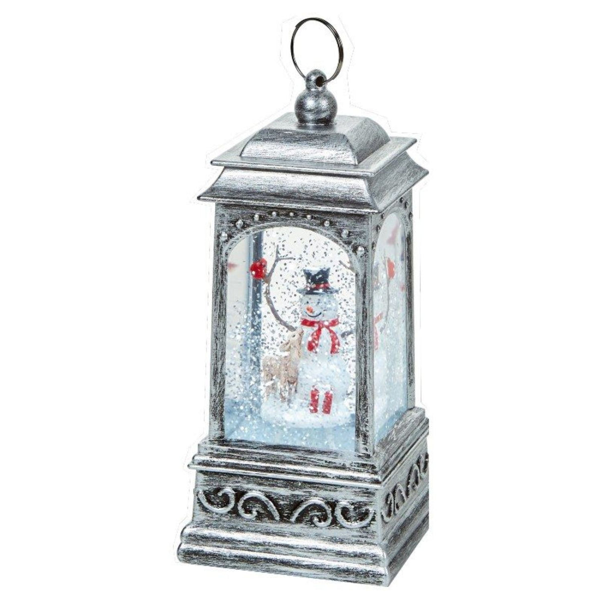 Premier 21cm LED Vintage Lantern with Santa & Tree Water Spinner (Choice of 2)