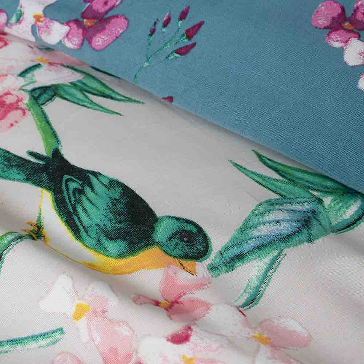 Deyongs Teal Bird Garden Reversible Single Duvet Set