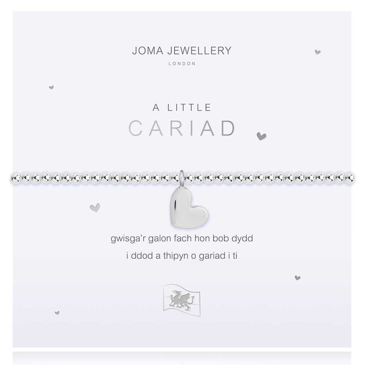 Joma Jewellery Silver A Little 'Love' Welsh Bracelet