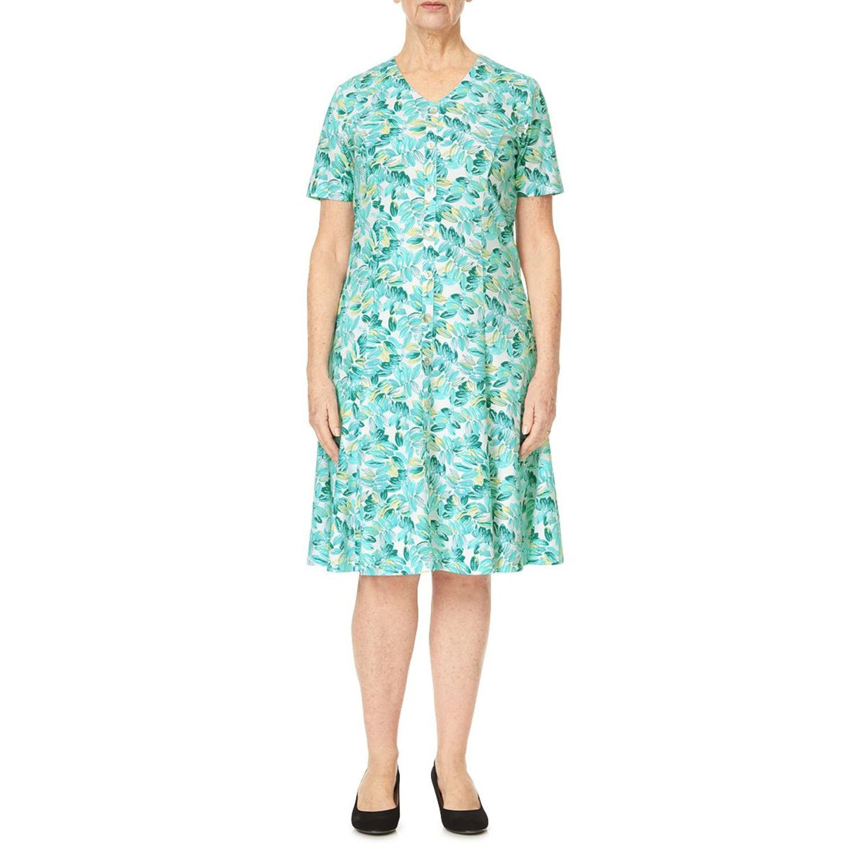 TIGI 22/24 Mock Button All Over Print Dress