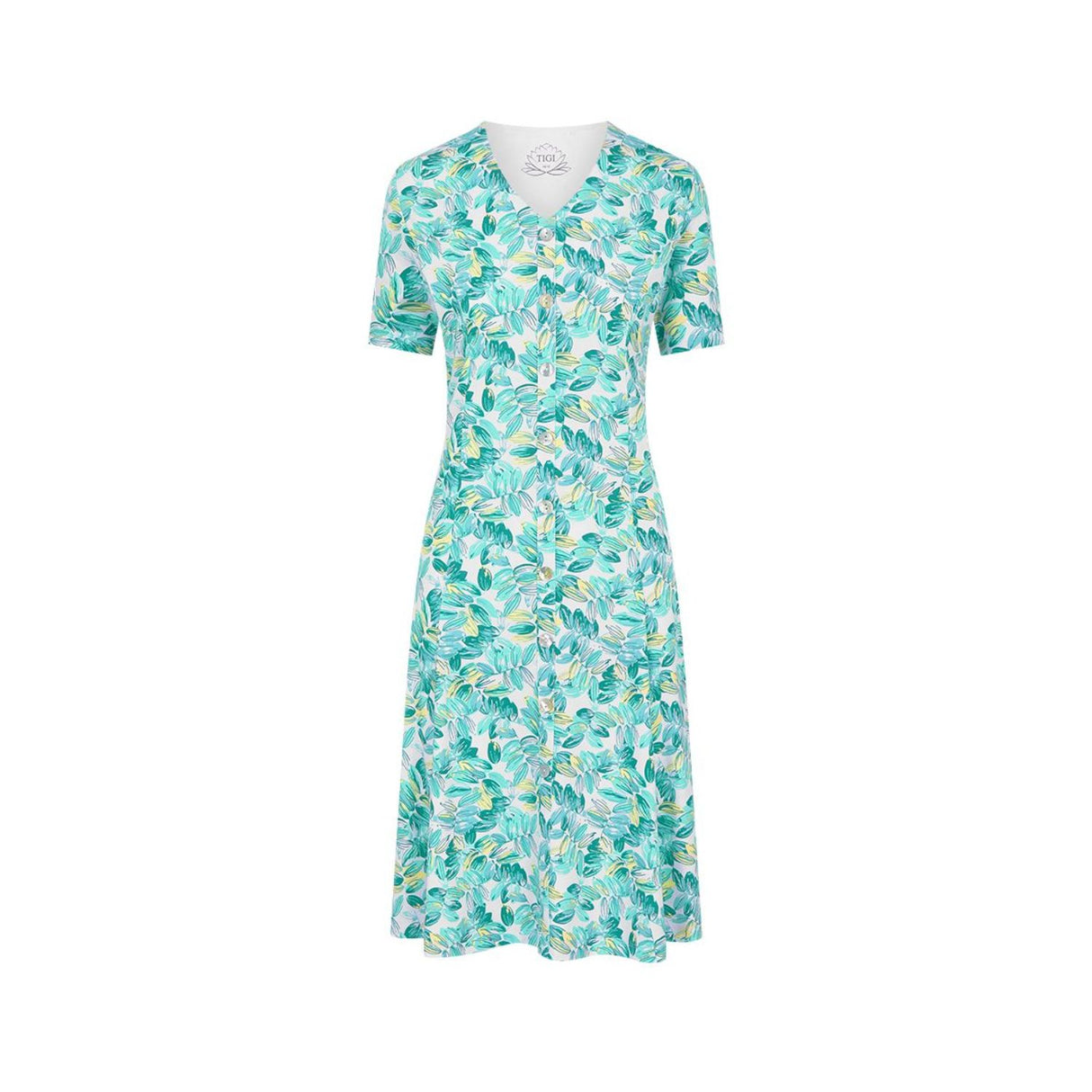 TIGI 22/24 Mock Button All Over Print Dress