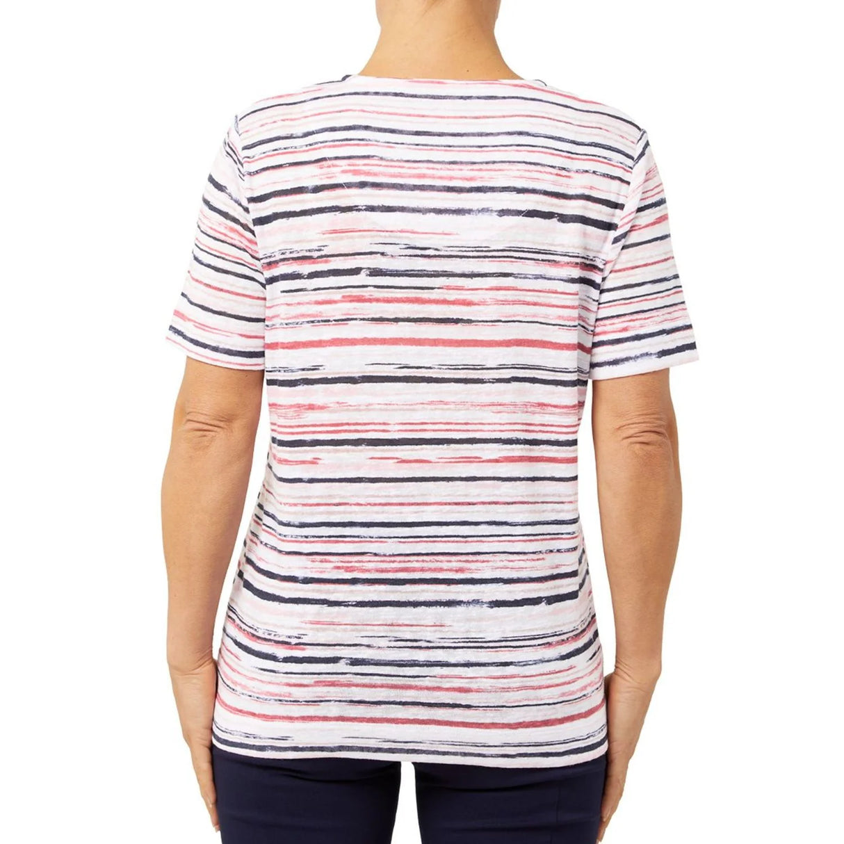 TIGI 14/16 Painterly Stripe Short Sleeve Top