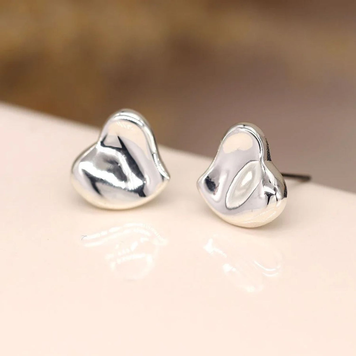 POM Silver Plated Wavy Heart Stud Earring