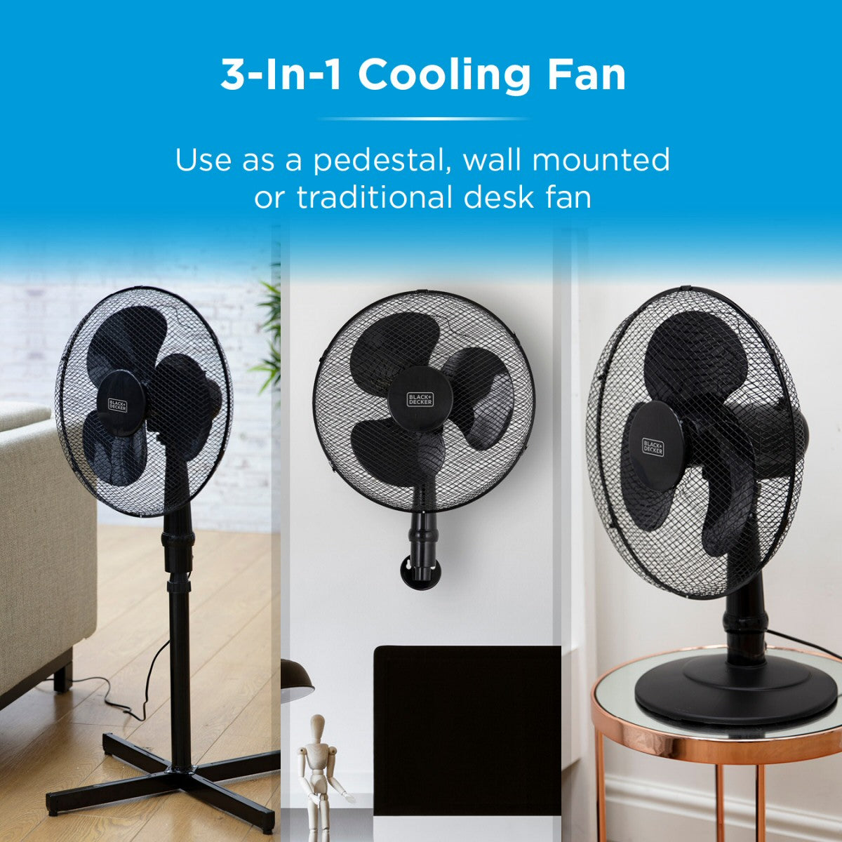 Black + Decker 16" Black 3-in-1 Cooling Fan