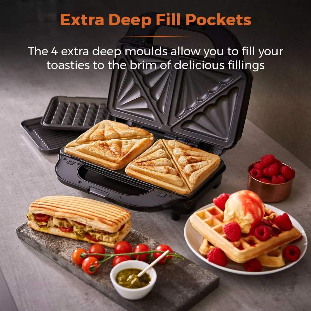 Tower 3 in 1 Deep Filled Sandwich Maker 900W - T27032