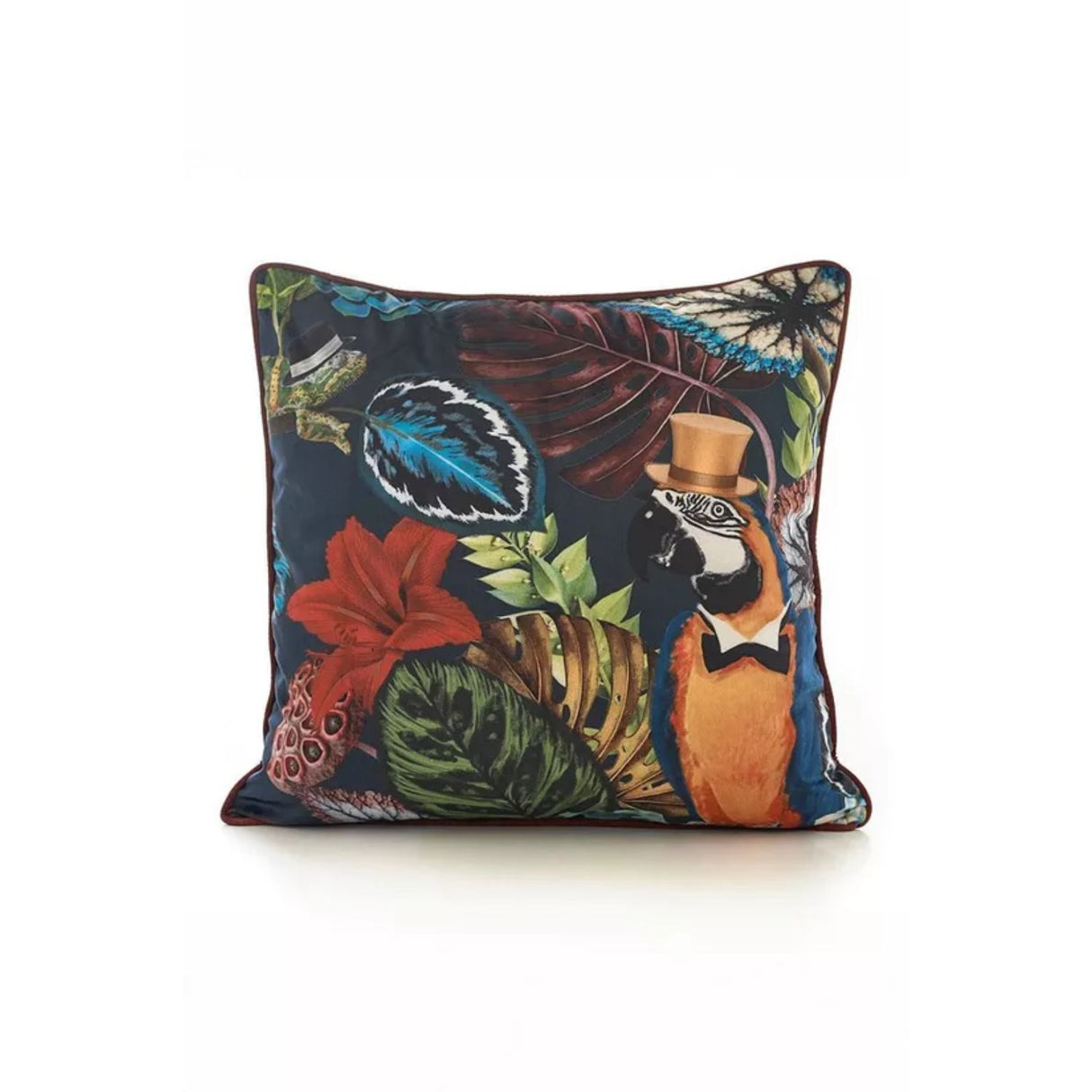 Deyongs 50cm Parrot Soft Velvet Pipe Trimmed Filled Cushion