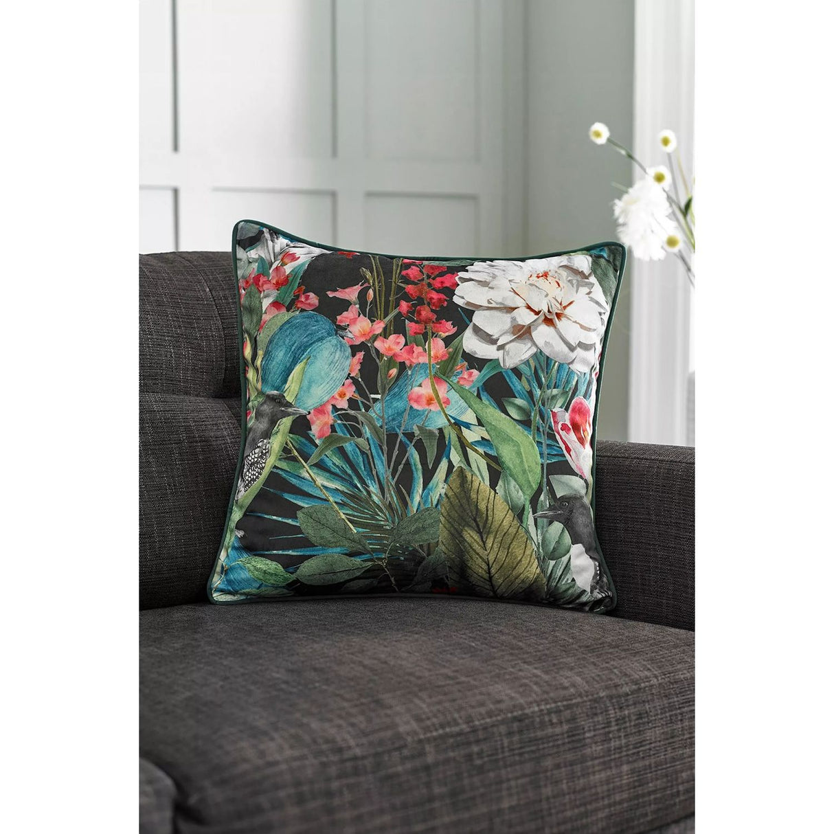 Deyongs 50cm Fauna Soft Velvet Pipe Trimmed Filled Cushion