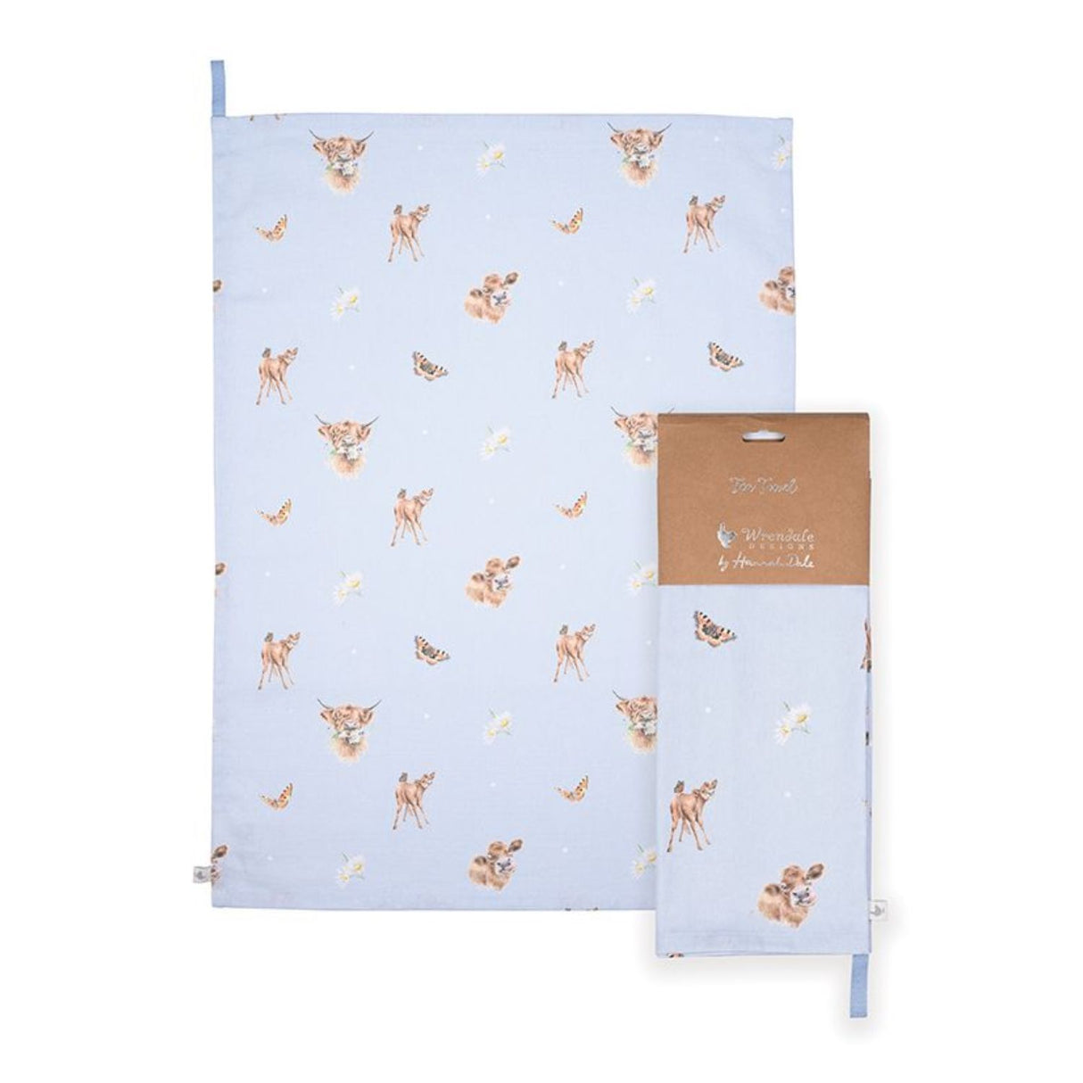 Wrendale 69cm Blue Farmyard Friends Tea Towel