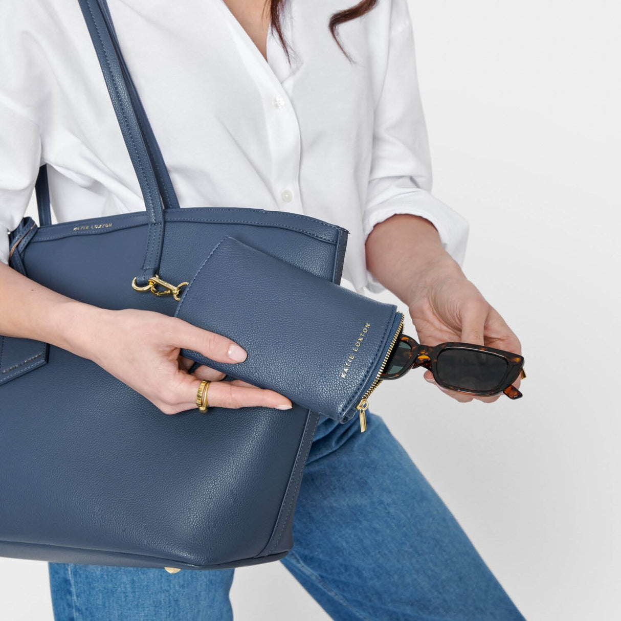 Katie Loxton Navy Blue Clip-On Sunglasses Case