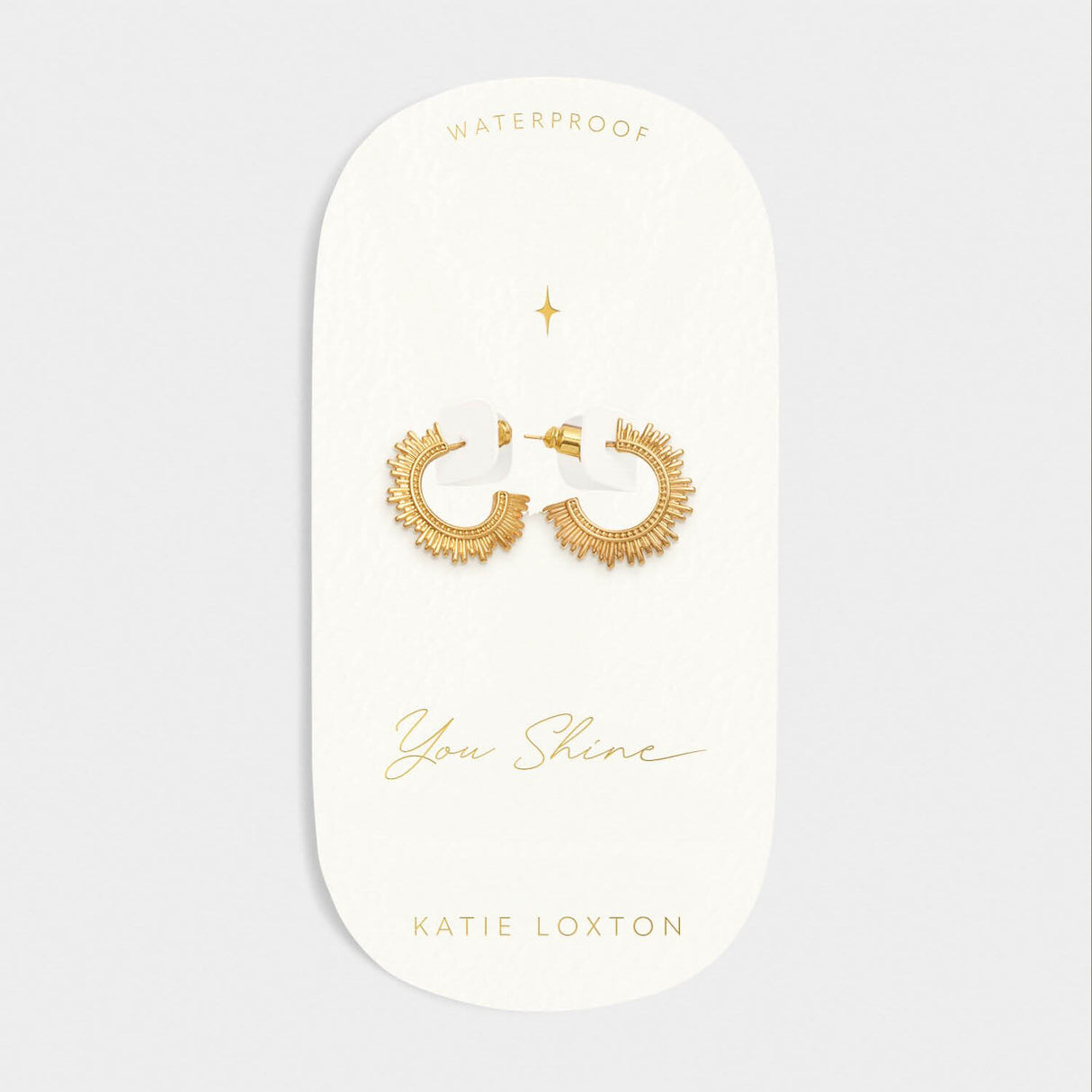 Katie Loxton 'You Shine' Waterproof Gold Hoop Earrings