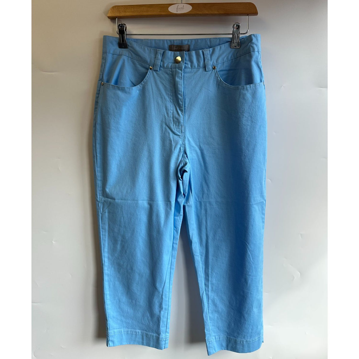 First Avenue 12 Blue Peach Cotton Crop Trousers - 2420