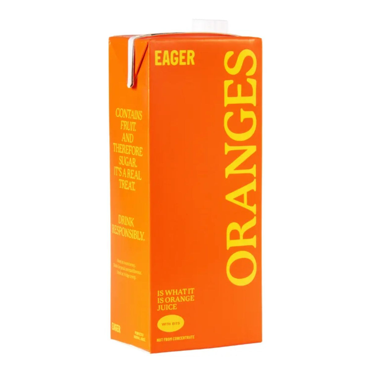 Eager Drinks 1 Litre 100% Squeezed with Bits Orange Juice