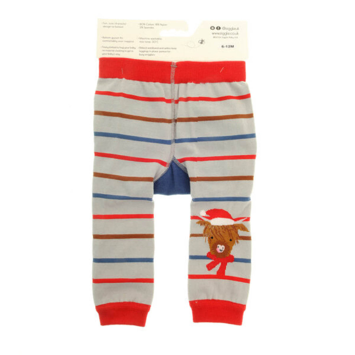 Ziggle Baby Highland Cow Christmas Leggings & Socks Set - 0-6 Months