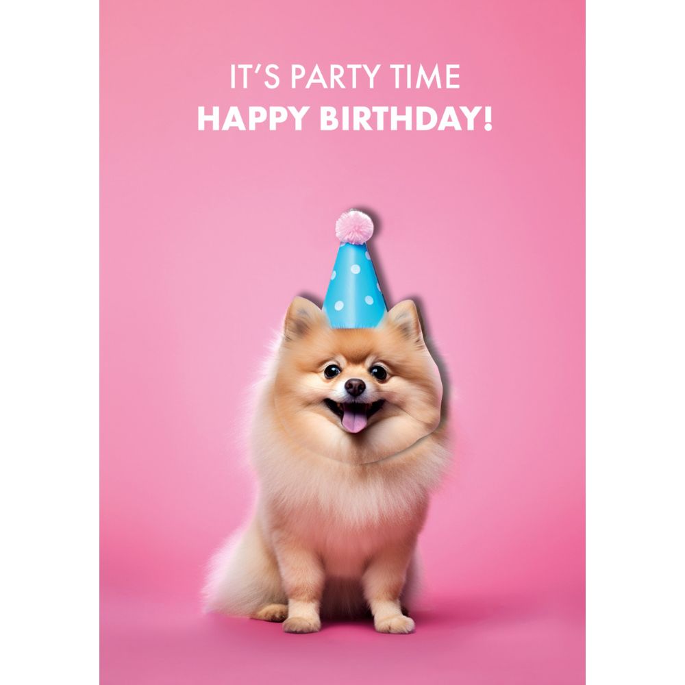 Woodmansterne Pomeranian Party Hat Birthday Card