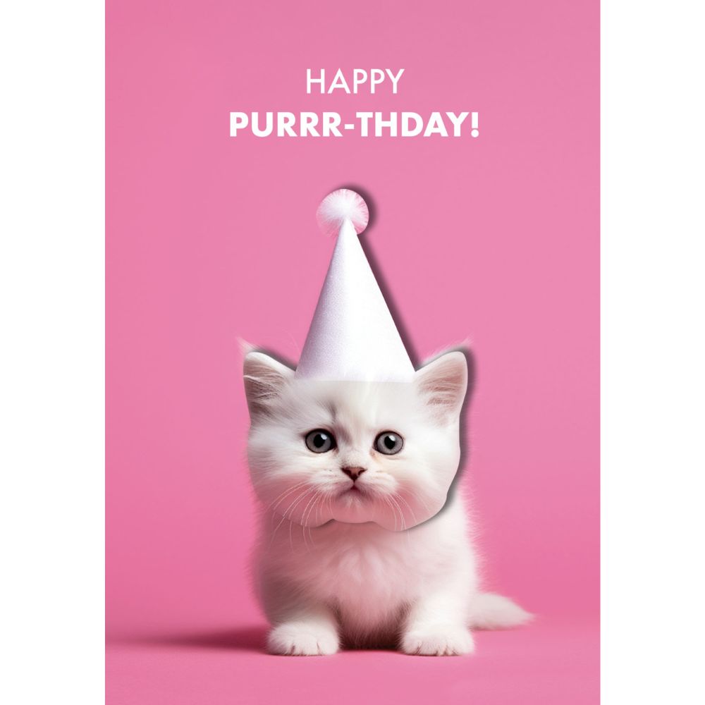 Woodmansterne Happy Purrr-thday White Kitten Card