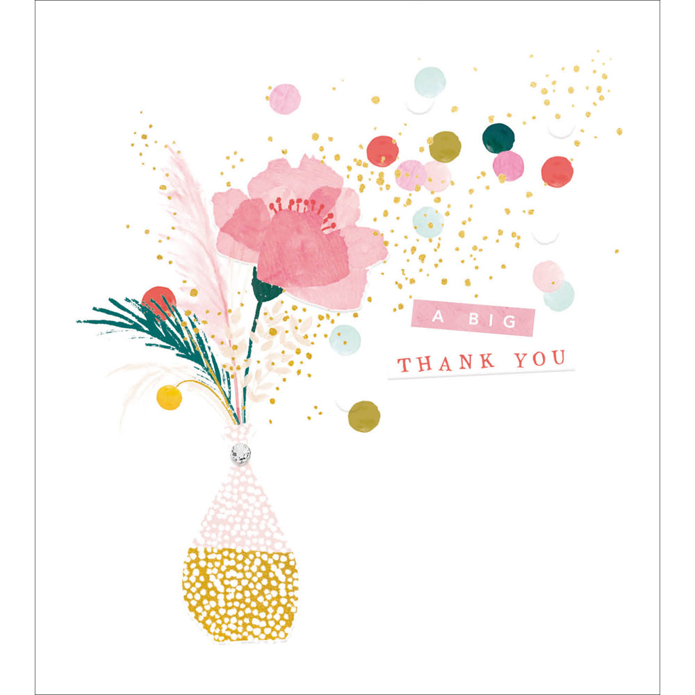 Woodmansterne Flowers in Vase Big Thank You Card
