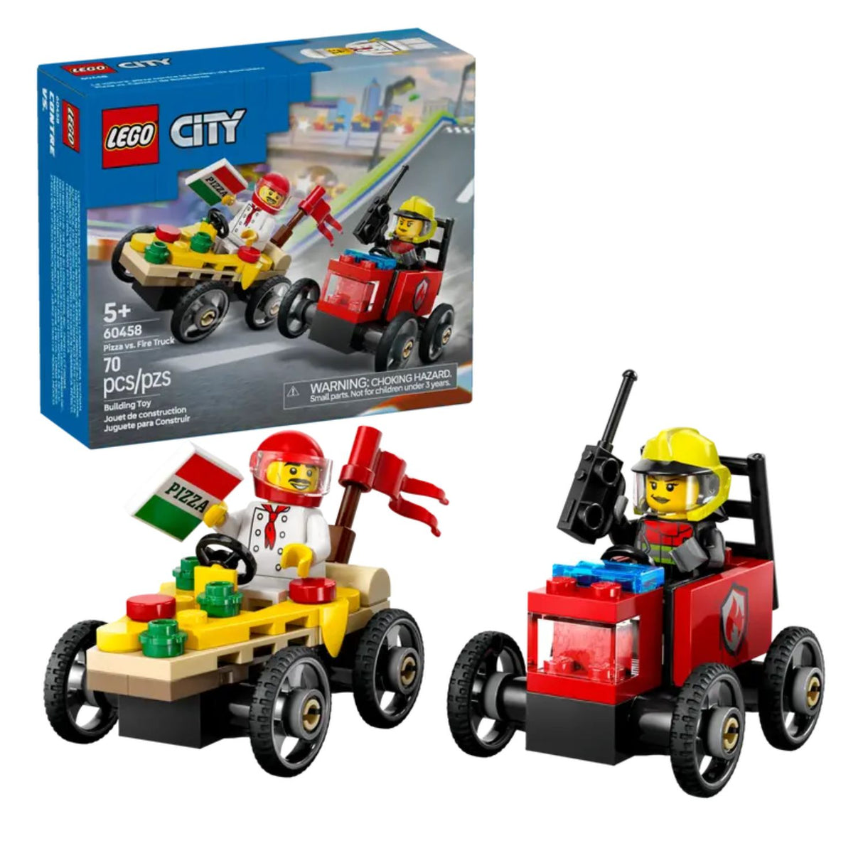LEGO City Pizza vs. Fire Truck Race Car Pack