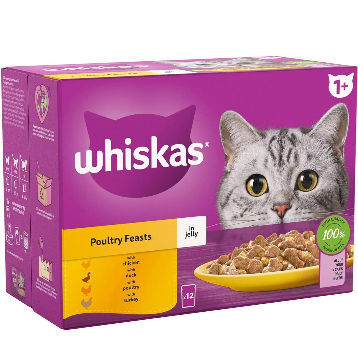 Whiskas 1+ 85g x 12 Poultry Feast Wet Cat Food