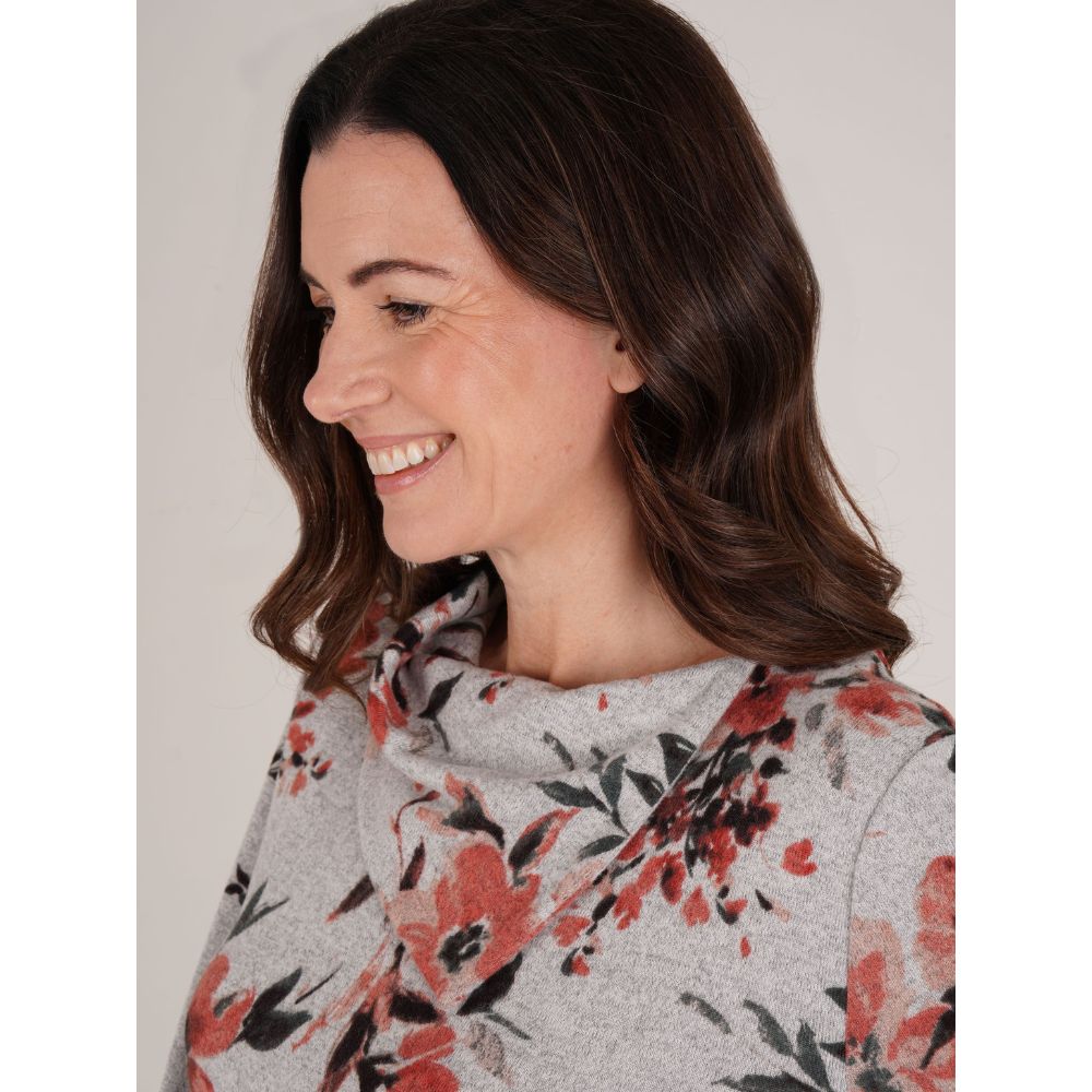 Tigi Floral Cowl Neck Top - Grey