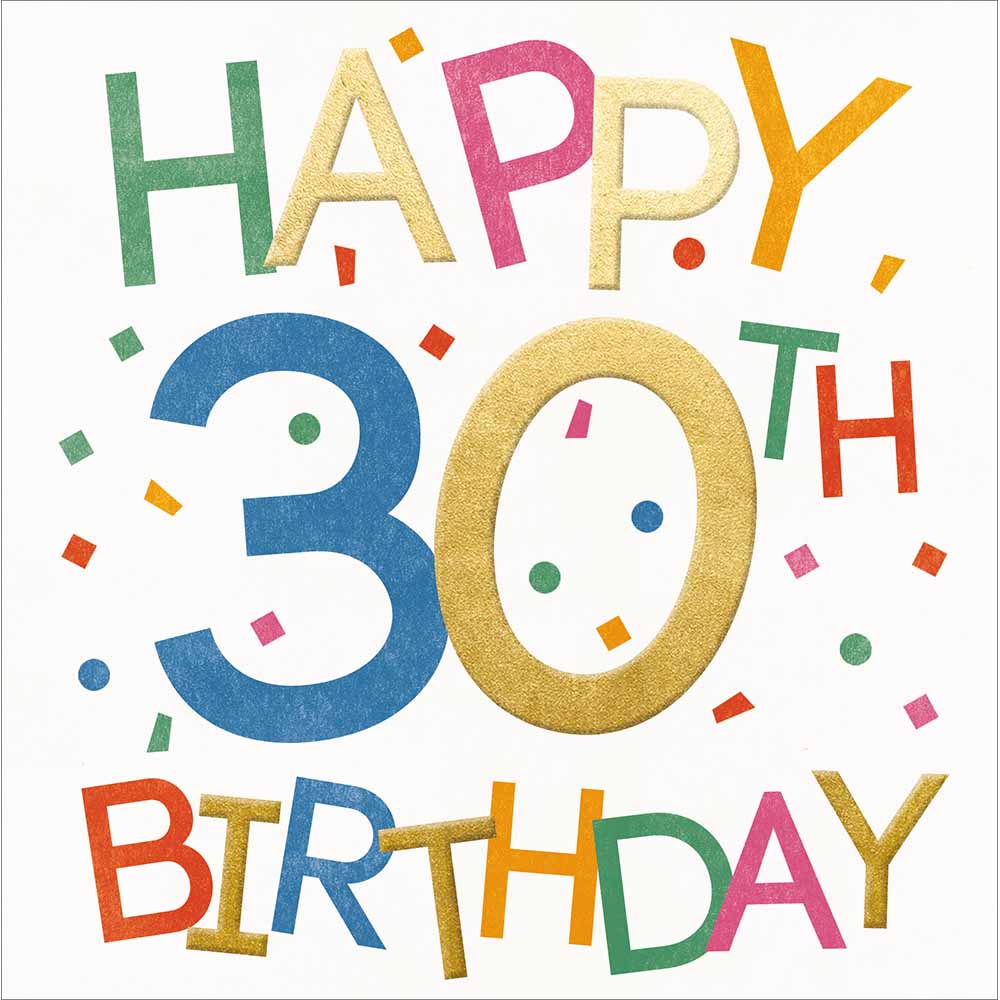 Woodmansterne Colourful 30th Birthday Text