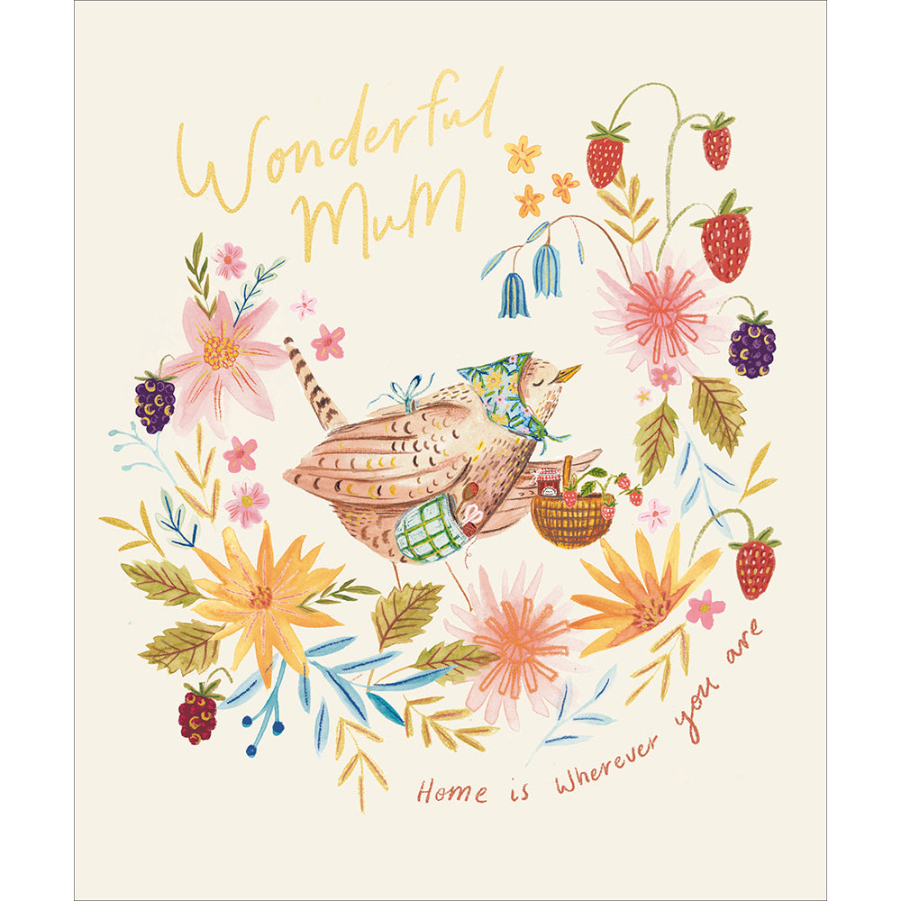 Woodmansterne Wonderful Mum Bird with Flowers Card