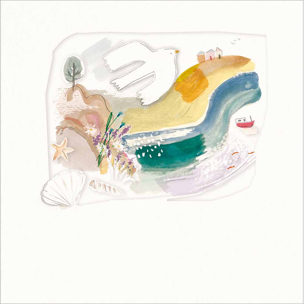 Woodmansterne Beach Days Seagull & Boat Blank Card