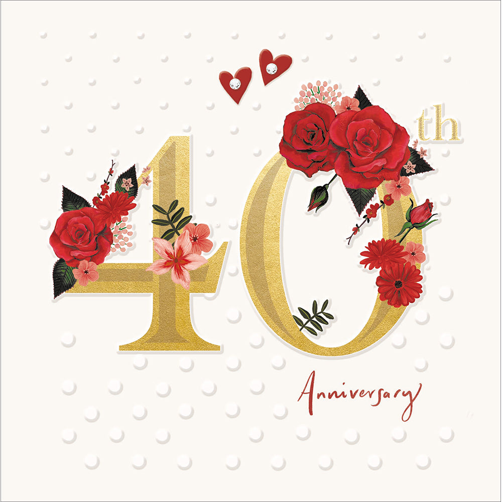 Woodmansterne Floral 40th Anniversary Card
