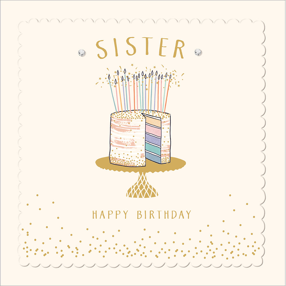 Woodmansterne Sister Sparkiling Candles & Cake Birthday Card