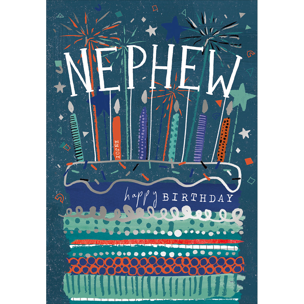 Woodmansterne Nephew Cake & Candles Birthday Card