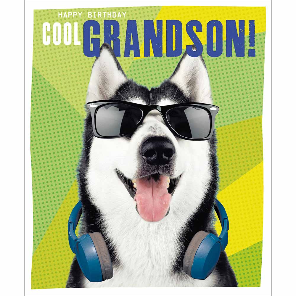 Woodmansterne Husky Dog Cool Grandson Birthday Card