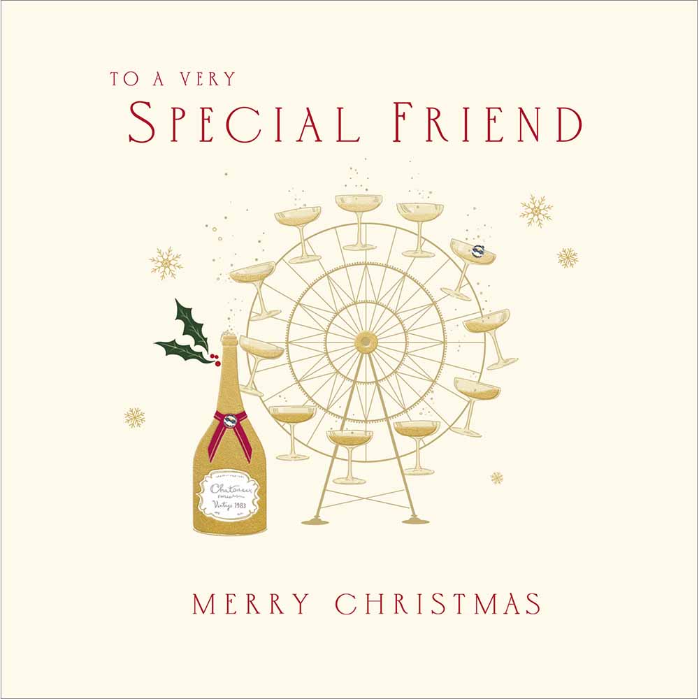 Woodmansterne Special Friend - Champagne Wheel Christmas Card