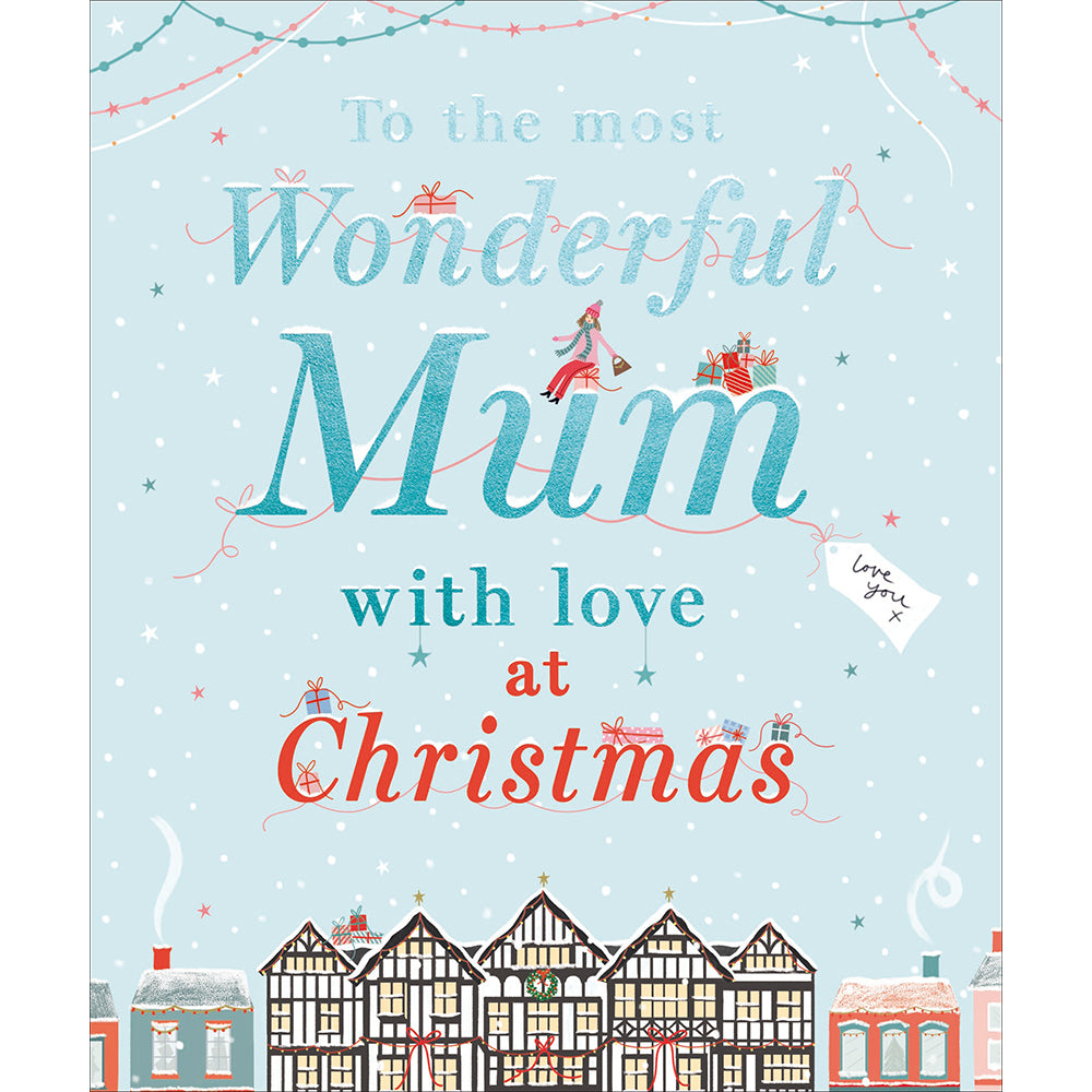 Woodmansterne Mum - Snowy Houses Christmas Card