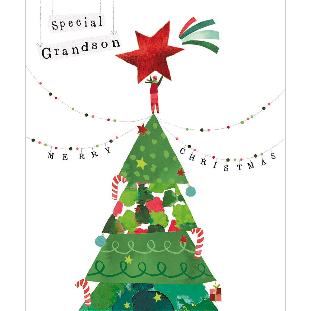 Woodmansterne Special Grandson - Christmas Tree Card