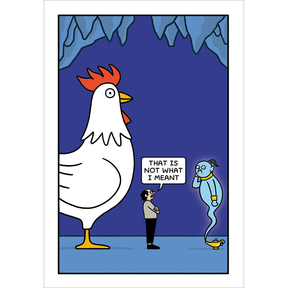 Woodmansterne Genie & Large Chicken Funny Blank Card