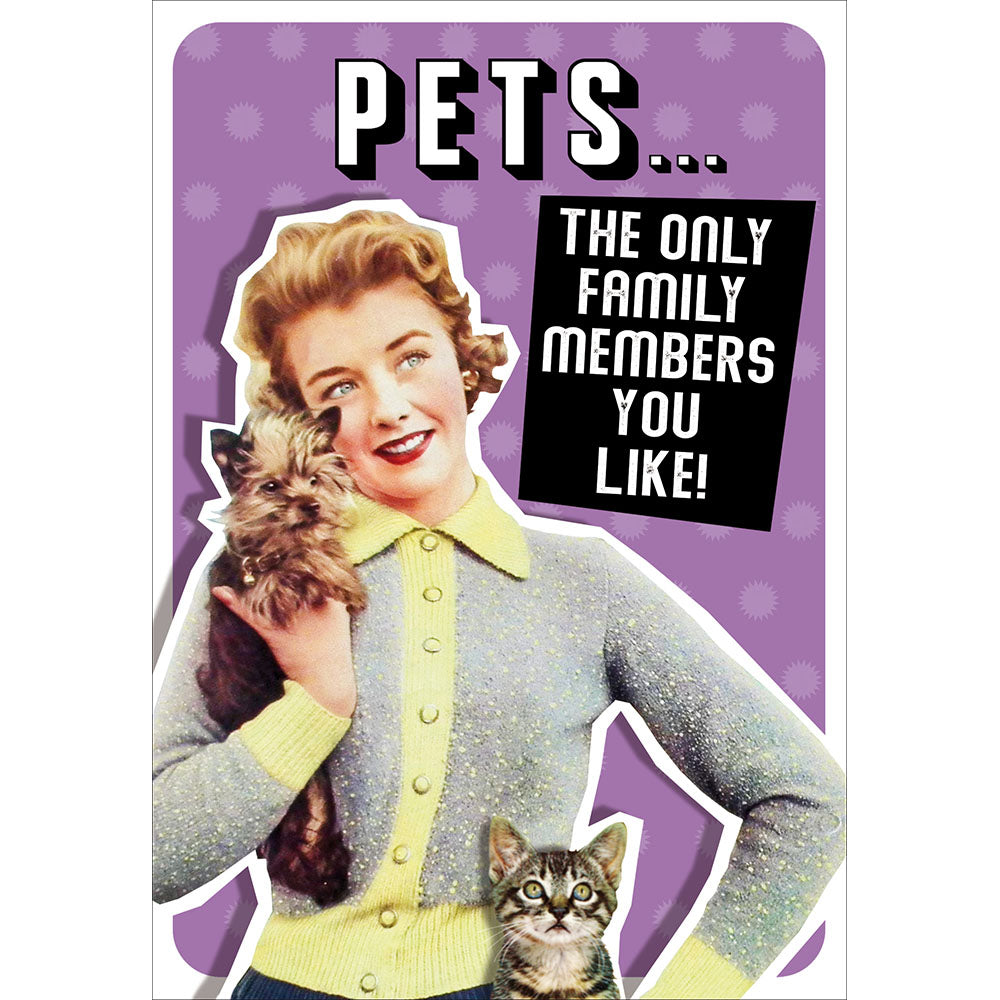 Woodmansterne Pets Women Holding Cat & Dog Funny Blank Card
