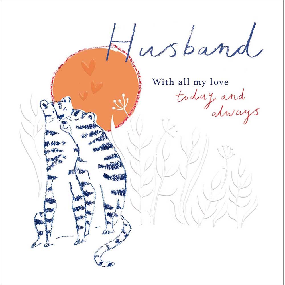 Woodmansterne Husband Sketchy Tigers Valentine's Day Card