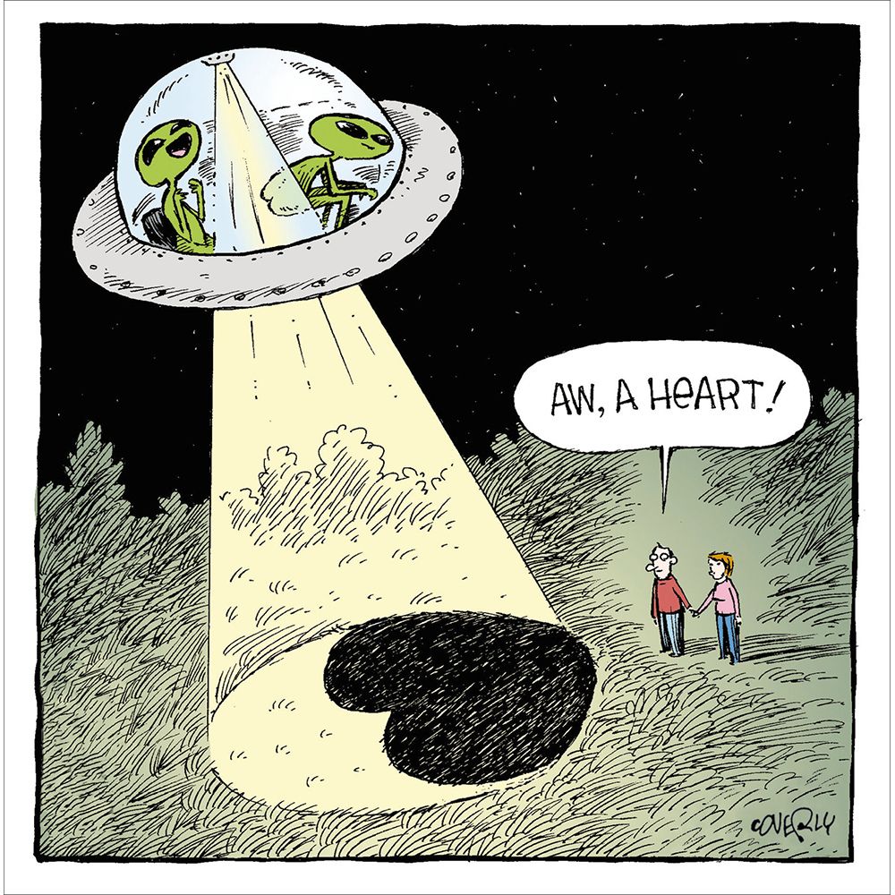 Woodmansterne Aliens Mooning a Heart Valentine's Day Card