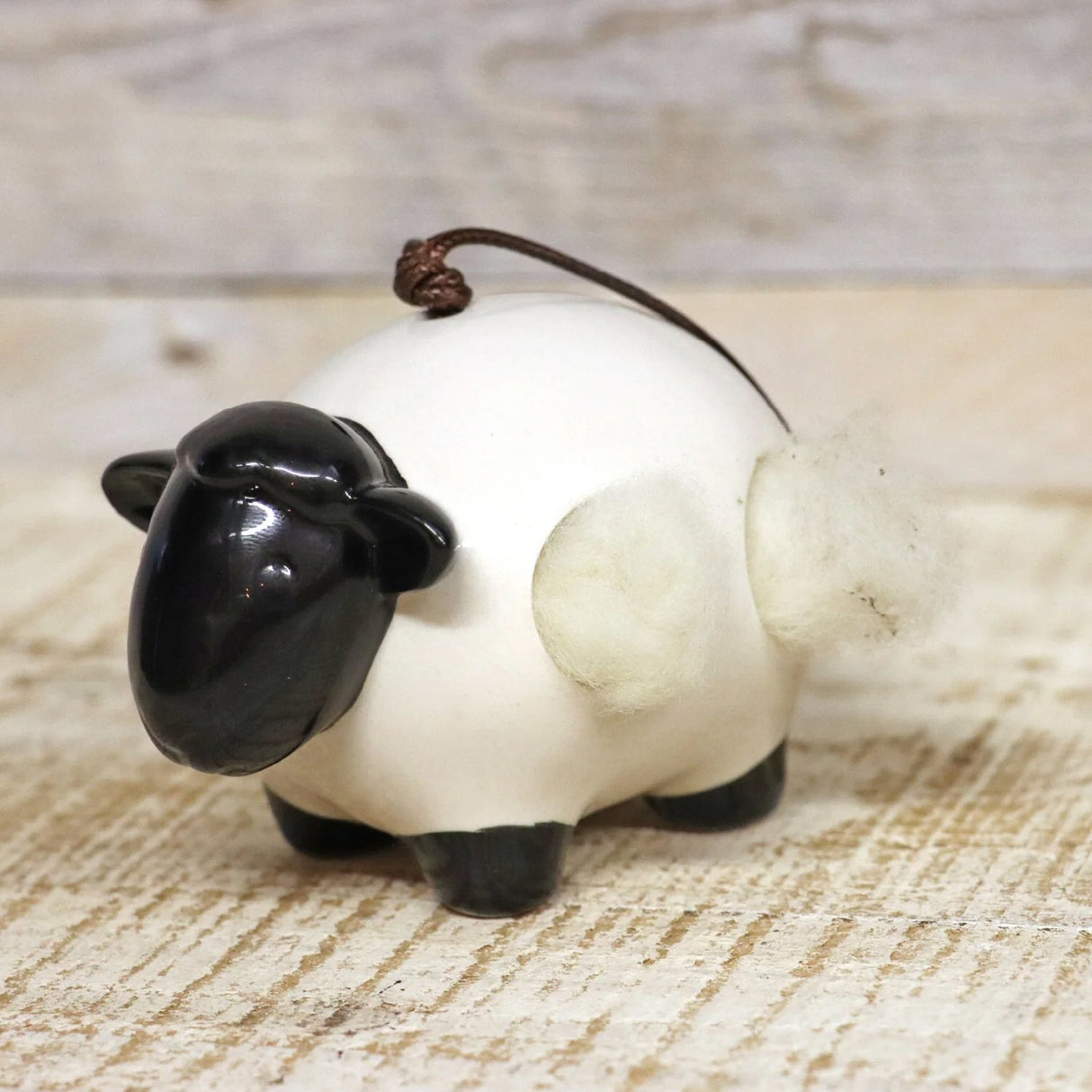 Wildlife World 11cm Hanging Ceramic Sheep with Wool