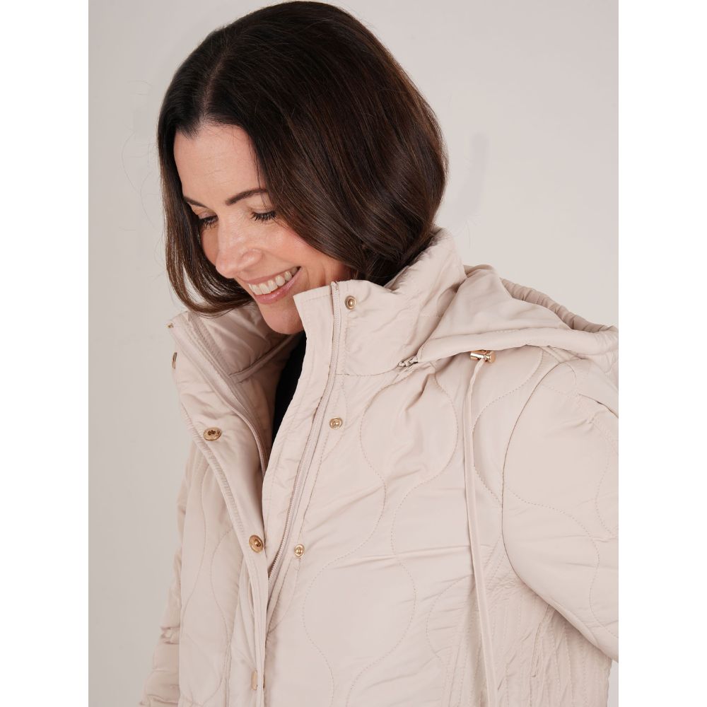Tigi Onion Stitching Quilted Hooded Jacket - Cream