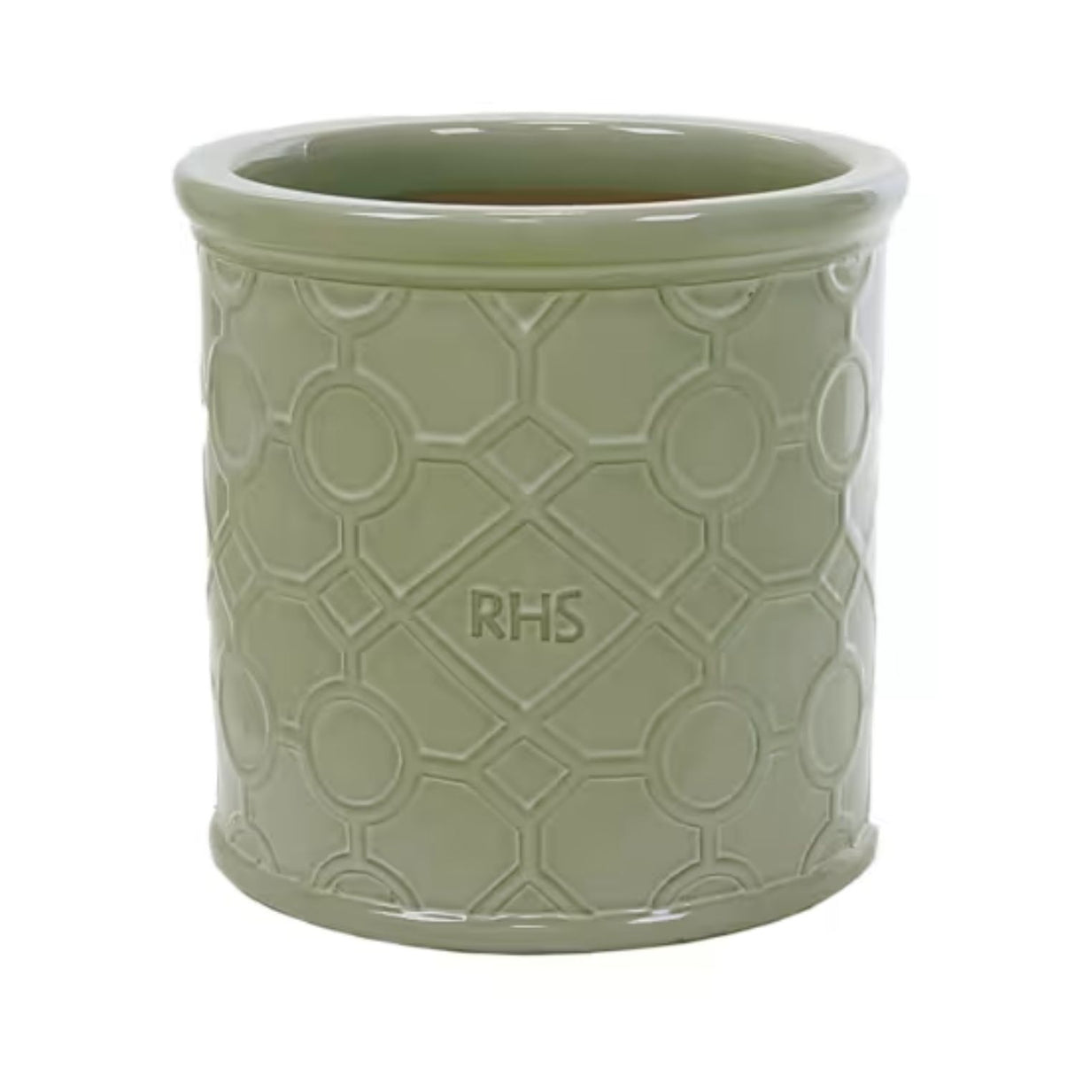 Woodlodge 18cm Mint Green RHS Cylinder Lattice Glazed Pot