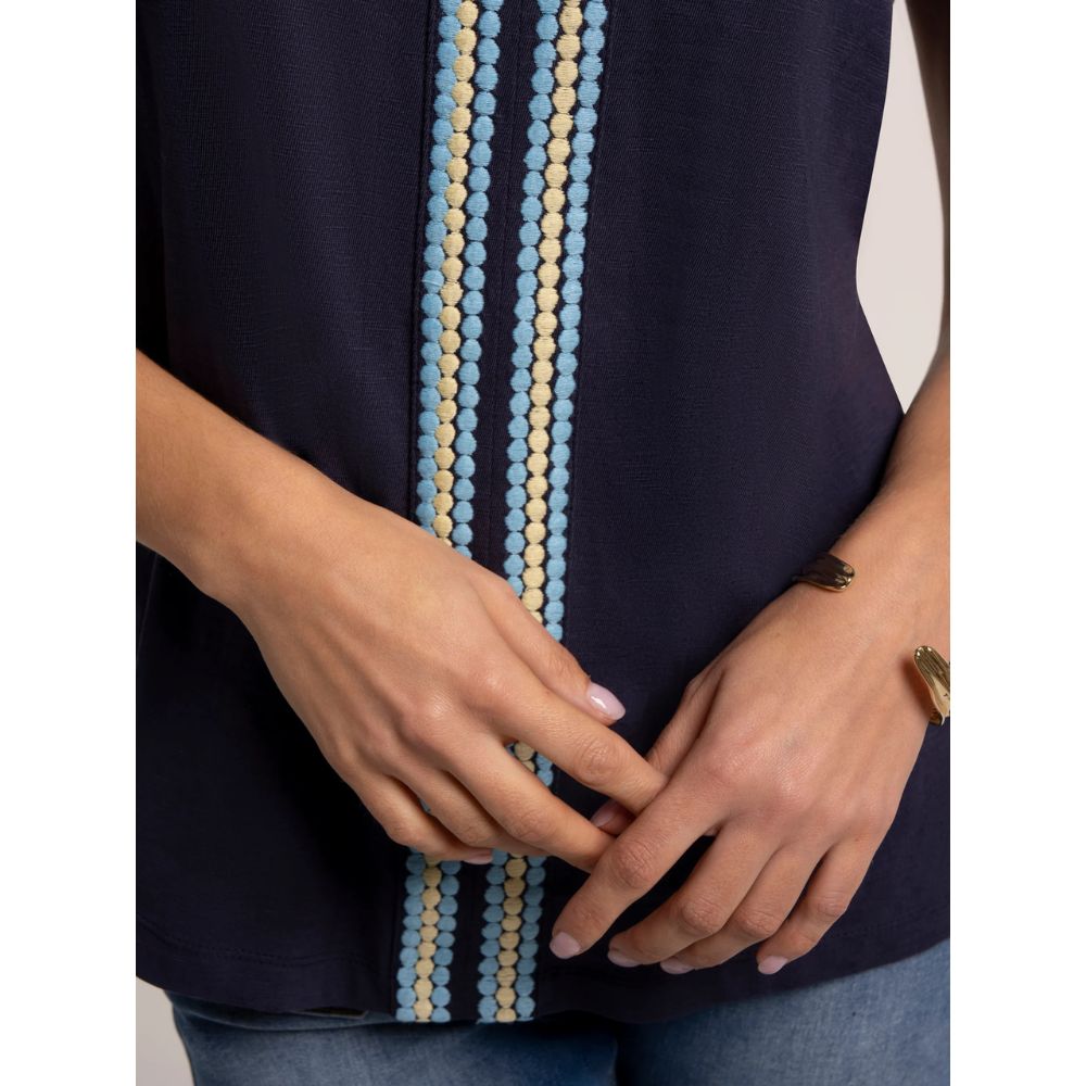 Brakeburn Jenny Sleeveless Jersey Blouse - Navy