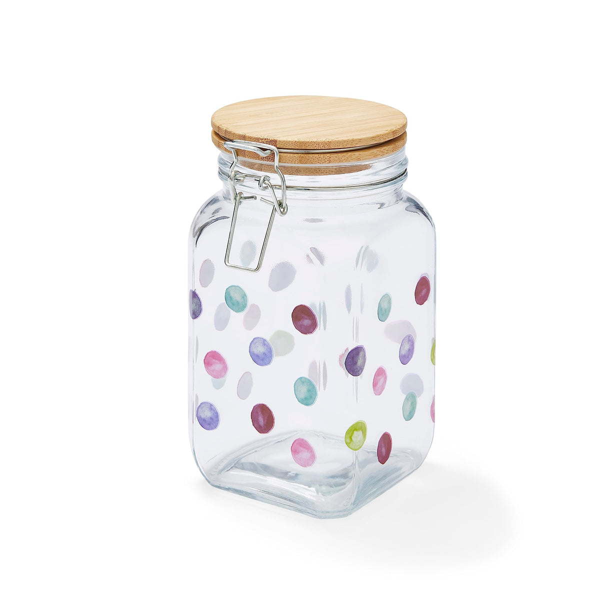 Cooksmart Spotty Dotty Glass Jar With Bamboo Clip Top Lid